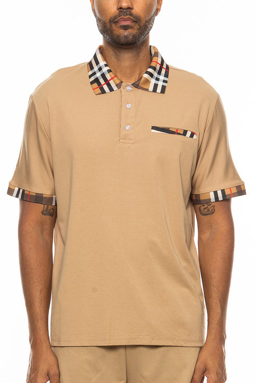 Polo Elegancia Cuadros Beige