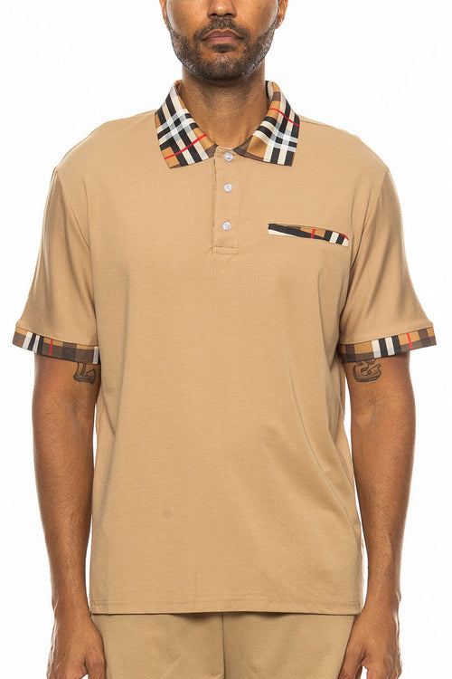 Polo Elegancia Cuadros Beige