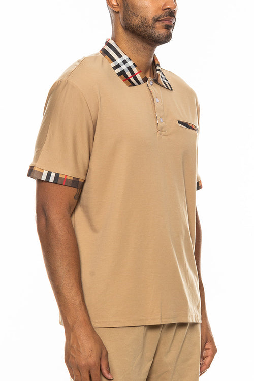 Polo Elegancia Cuadros Beige